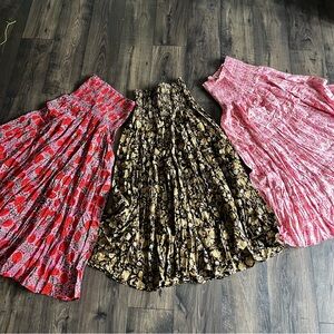 Growkrati NWT Blockprint Floral Skirts Set of 3 Size Medium Boho